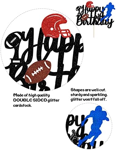 Footballs Cake Topper - American Football Toppers Decoration for Children Adult Glitter Super Bowl Touchdown Soccer Happy Birthday Decoration Sports Theme Party Supplies