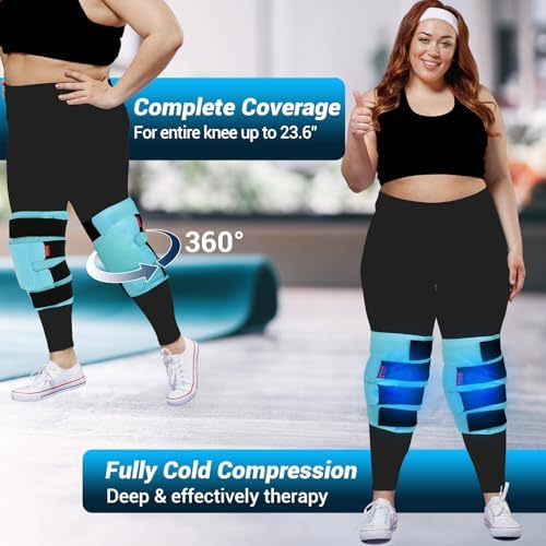 Comfytemp Large Knee Ice Pack Wrap Reusable Gel, Knee Cold Compress Brace for Injury, Pain Relief, Replacement Recovery, Arthritis, ACL, After Surgery, Running Essential, 23.6"x11.8", 2 Gel Packs