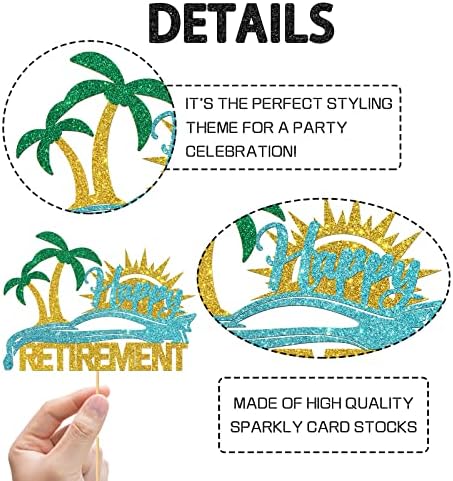 WeBenison Happy Retirement Cake Topper/Enjoy Retirement Party/Going Away Farewell Party Decorations Gold Glitter