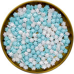 Dynastang White & Blue Snowflakes Sprinkles Christmas Edible Snowflakes Cake Decoration Cupcake Toppers Cookie Decorating Perfect for Cakes, Cupcakes, Desserts Toppings 3OZ