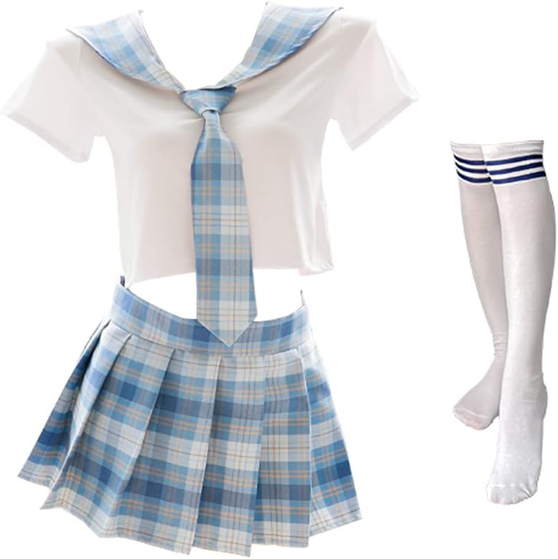 Schoolgirl Outfits Japanese Plaid Pleated Skirt JK Uniform Cosplay Lingerie
