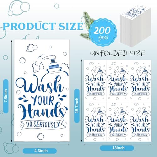 Seajan 200 Packs Bathroom Paper Napkins Disposable Bathroom Paper Guest Hand Towels Decorative Paper Napkins for Hostess Gifts Shower Spa Wedding Birthday Party Supply(Dark Blue)