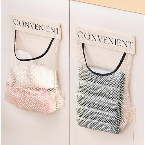 Stickable Storage Bag, 10 Pcs 11.5 In x 9.5 In Hanging Mesh Bags for Kitchen, Bathroom Garbage and Cloth Storage (10)