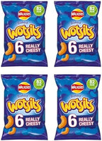 Walkers Wotsits Really Cheesy Baked Crisps, 82 kcal per Pack, 6x16.5g Multipack, Pack of 4