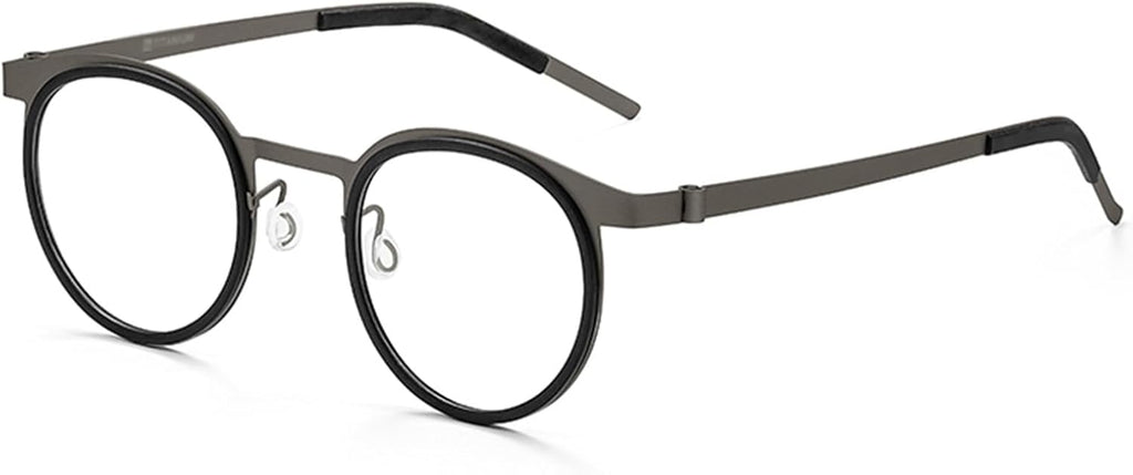 Retro Round Reading Glasses for Men and Women, Lightweight Pure Titanium Blue Light Blocking Eyeglasses (Color : Black, Size : 3.5x)