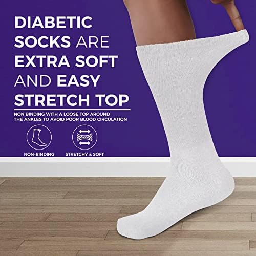 Diamond Star Diabetic Socks, Non-Binding Circulatory Cushion Cotton Crew Diabetic Socks for Men Women