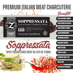 Zick’s Specialty Meats Soppressata Italian Sausage (8oz) | Smoked & Dried Sausage | Naturally Cured Sopressata Charcuterie Meat | Italian Meat with Fennel Spices | Slow-Dried Organic Salami
