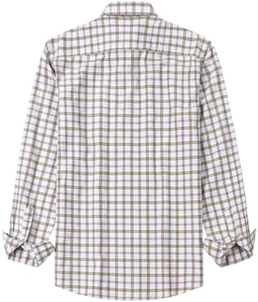 LucMatton Men's Lightweight Gingham Dress Shirt Casual Business Slim Fit Long Sleeve Button Down Shirts with Pocket