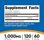 Nutricost D-Mannose 1000mg Per Serving, 120 Capsules - 500mg Per Capsule, Urinary Tract Health, Non-GMO and Gluten Free