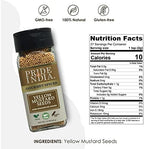 Pride of India – Yellow Mustard Seed Whole – Pungent & Aromatic – Gourmet Indian Spice – Add in Salads/Dressings/Chicken/Meat/Pickles – Easy to Use – 2.8 oz. Small Dual Sifter Bottle