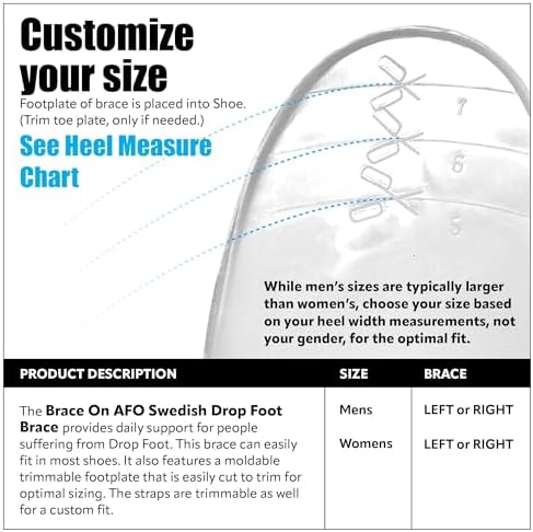 BraceOn AFO Swedish Drop Foot Stabilizer for Walking and Exercise, Drop Foot Braces for Men, AFO Brace & Foot Drop Braces, Foot Boot for Injured Foot, Men, Left