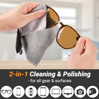 2 Sided Portable Glasses Cleaner Cloth Keychain,Reusable Glasses Cleaning Kit Travel,Microfiber Eye Glasses Lens Cleaning Cloth Wipes Kit with Pouch,Black 6X 6-Inch