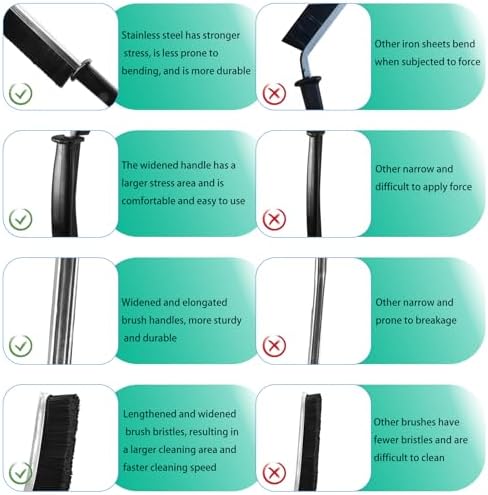 OKOM Multifunctional Stainless Steel Crevice Cleaning Brush - Hard Bristles for Kitchen & Bath Gap Cleaning