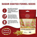 Spicy World Sugar Coated Fennel Seeds | Sweet Saunf Candy for Mouth Freshening - 14 Oz (400g) Pack | Premium Quality Fennel Mouth Freshener | Indian After Meal Digestive Treat