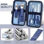 Aceoce Travel Manicure Set Mens Grooming Kit Stainless Steel Nail Clippers Nail Care Tool with Luxurious Travel Case Manicure Pedicure Set Professional Personal Care Gift for Men Family Friends