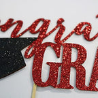 PALASASA Congrats Grad Cake Topper, 2026 Graduate Party Decorations (Red 6.6inch)