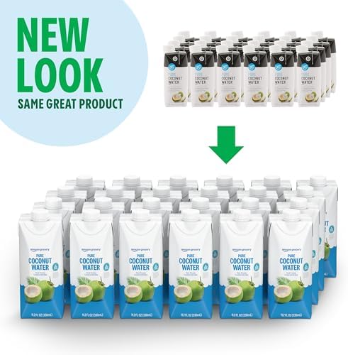 Amazon Grocery, Pure Coconut Water, No Added Sugar, 11.2 Fl Oz, 24 Ct