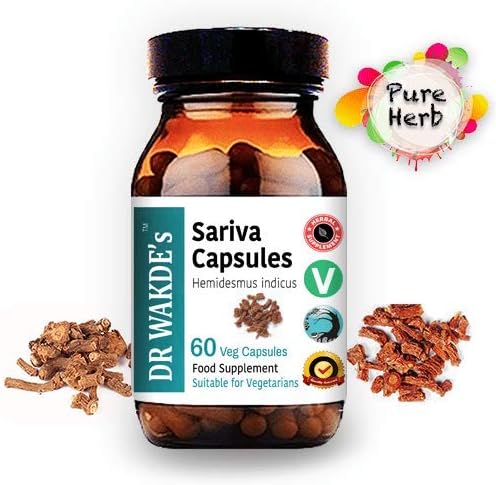 DR WAKDE'S Sariva Capsules (Hemidesmus indicus) I 100% Herbal I 60 Veggie Capsules I Ayurvedic Supplement