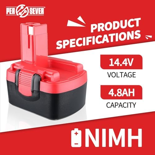 14.4V 4800mAh NiMH BAT140 Battery, Compatible with Bosch 14.4V Battery, Suitable for 14.4V Cordless Power Tools BAT038 BAT040 BAT041 2607335694 2607335264 2607335465 2607335711 (2 Packs)