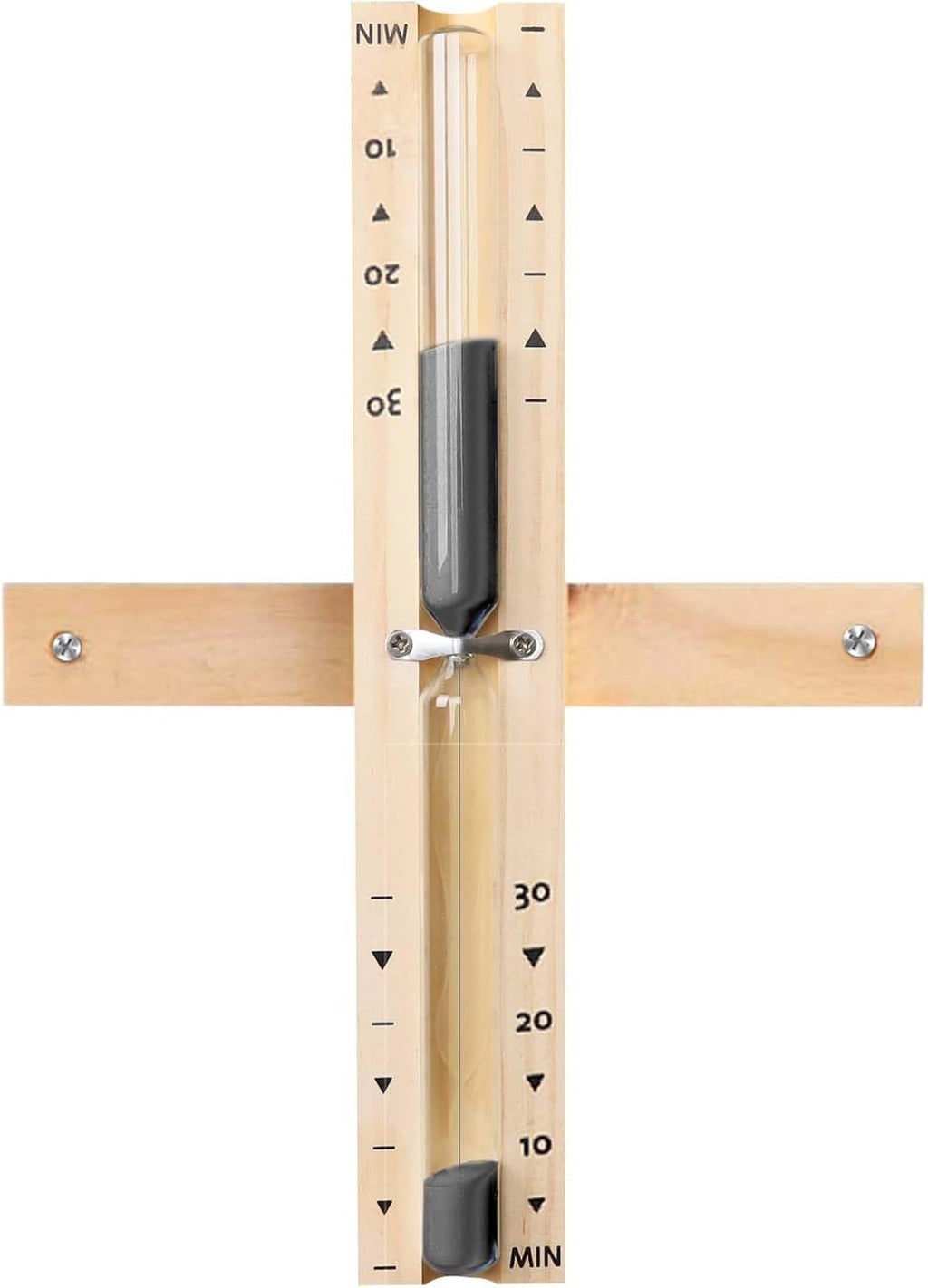 Sauna Sand Timer 30 Min, Rotating Wooden Sauna Hourglass 30 Minute Reloj De Arena, Heat Resistant Black Sand Clock Hour Glass Timer for Sauna
