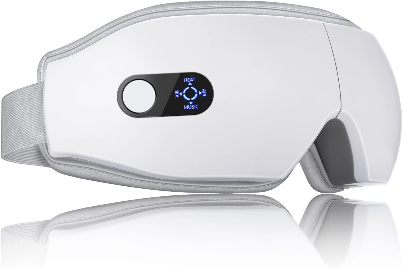 NOWWISH Eye Massager with Heat, Vibration and Bluetooth Music for Migraine Headache Relief, Cordless Heated Eye Mask with 6 Massage Modes, Relaxation -Mothers Day Gifts for Mom Wife -White