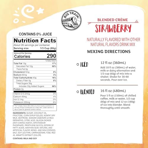 Big Train Strawberry Blended Crème Beverage Mix, 3.5 Pound (Pack of 1)