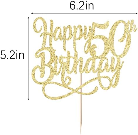 Gold Glitter Happy 50th Birthday Cake Topper,Cheers to 50 Years,happy 50th Birthday Cake Topper,50th Anniversary Cake Topper， men and women 50 years old happy birthday Party Decoration