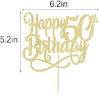 Gold Glitter Happy 50th Birthday Cake Topper,Cheers to 50 Years,happy 50th Birthday Cake Topper,50th Anniversary Cake Topper， men and women 50 years old happy birthday Party Decoration
