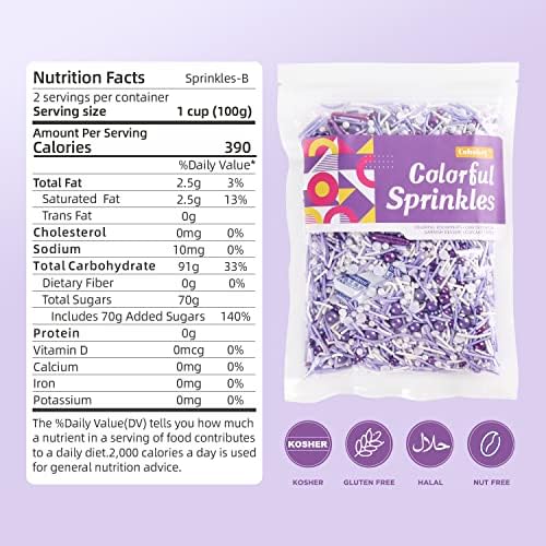 Purple Sprinkles For Cake Decorating, Cupcake, Cookies, Ice Cream Topper, Dreamy purple Cake Sprinkles Baking, Perfect For Birthdays Party, New Year’S Eve, 7 Ounces