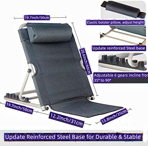 Jarler Bed Backrest Adjustable Chair - Lifting Folding Bed Back Rest Support Resting Reading Seating Beach, 6 Degree Sit-up Folding Wedge for Elder Disability (Oxford Cloth, Black)