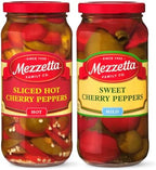 Mezzetta Cherry Pepper Combo (2-Pack) | Sliced Hot Cherry Peppers 16 Ounce, Sweet Cherry Peppers 16 Ounce