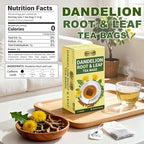 LeafLea Dandelion Root and Leaf Tea Bags, 40 Count, Roasted Dandelion Root Tea Blend, Natural Herbal Tea for Digestion & Wellness, Te de Diente de Leon, Individually Wrapped, Caffeine-Free, No Sugar