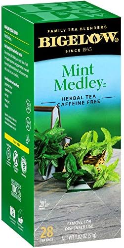 Bigelow Mint Medley Herbal Tea Bags 28-Count Box (Pack of 1) Mint Tea Bags Peppermint & Spearmint Herbal Tea All Natural Gluten Free