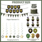 Holkcog Army Party Decorations, Green Military Themed Birthday Banner, Farewell Party Welcome Ceremony, Army Bound Themed Cupcake Decorations, Boot Camp Cake Topper Ballons Supply