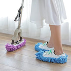 1 Pair Mop Slipper Shoes Cover,Soft Washable Shoes Cover,Reusable Foot Socks for Floor Cleaning,Sweeping Mop Tool for House Kitchen Office-Blue