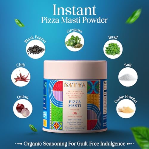 Satya Blends Italian Pizza Seasoning 2.12 Oz, Garlic Herb Italian Spice Blend, Vegan, Gluten Free, Low Sodium, Dye Free Pizza & Pasta Seasoning, Multipurpose Italian Seasoning for Pizza Pasta Sauce Vegetables Snacks in Reusable Tin