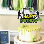 Tennis Happy Birthday Cake Topper, Tennis Player Racket Ball Cake Party Decorations, Sport Themed Party Supplies for Boys Men Women Party Supplies