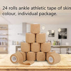 24 Packs Self Adherent Cohesive Wrap Bandages 2'' Wide, 5 Yards, First Aid Tape,Elastic Self Adhesive Tape,All Sports Athletic Tape, Non-Woven Bandage,Breathable Wound Tape,Skin Colour Athletic Tape