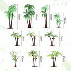 Palm Tree Cake Topper, 10 Pcs Mini Fake Palm Tree Decor Imitation Coconut Trees Artificial Tropical Rainforest Greenery Plant Decoration for Cake Toppers Micro Aquarium Garden Building Landscape