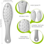 2 Pcs Foot File Metal Stainless Steel Double Sided Feet Rasp Surface Scraper Scrubber Professional Grater Heel Corns Callus Remover Pedicure Care Tools for Wet Dry Hard Dead Skin