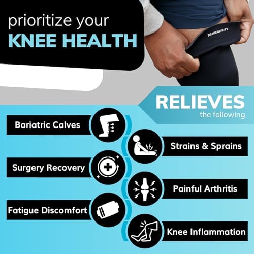 BraceAbility Plus Size Neoprene Compression Knee Sleeve - XXL Support Brace for Bariatric Men and Women with Arthritis Joint Pain or Kneecap Instability, Fitting Big Legs and Large Thighs (2XL)
