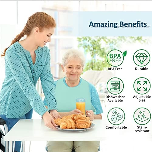 We&Life Silicone Adult Bib for Elderly, Men and Women - Washable With Food Catcher