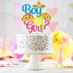 Fiesta Taco Boy Or Girl Gender Reveal Cake Topper - Glitter Cute Taco Baby Boy Or Baby Girl Birthday Cake Topper - Gender Reveal Pink Girl or Blue Boy Baby Shower Decoration