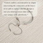 Charm Bracelet for Women Snake Chain Bracelet Handmade DIY Jewelry Gift for Women Adjustable(Silver)