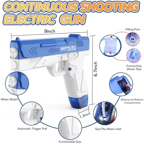 GPPNKC Electric Water Guns for Kids and Adults - Automatic Power Water Pistol with 1000ml Large & 25-33FT Long Range Squirt Guns for Pool Beach Party Outdoor Summer Toys Gift for Boys Girls (2 Pack)