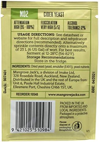 2X Mangrove Jack's Yeast Cider M02 Craft Series Yeast 9g Treats 23L