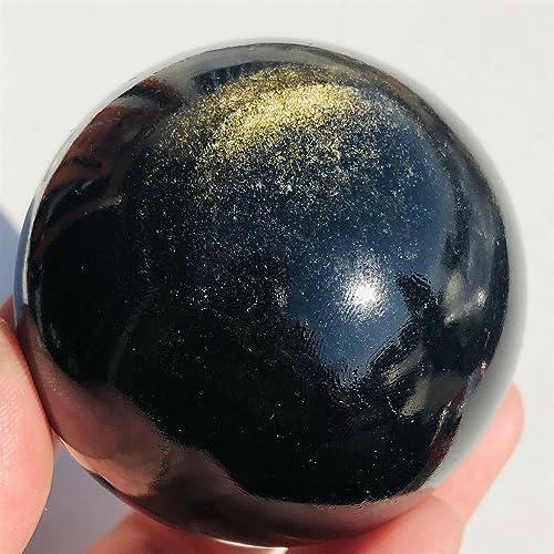 AtkitS Natural Gold Obsidian Ball Double Golden Eye Lucky Crystal Energy Healing Home Office Decoration Craft Gifts Feng Shui Ornaments (Size : 1.3-1.5kg)