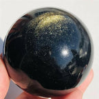 AtkitS Natural Gold Obsidian Ball Double Golden Eye Lucky Crystal Energy Healing Home Office Decoration Craft Gifts Feng Shui Ornaments (Size : 1.3-1.5kg)