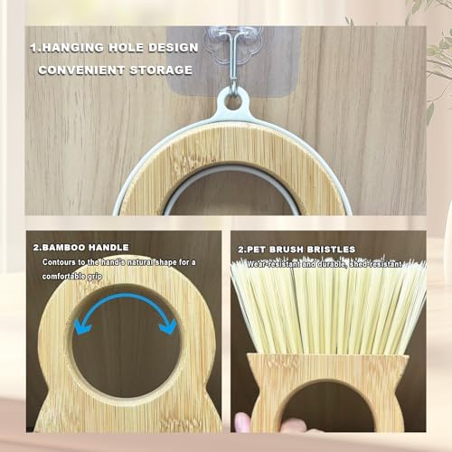 Mini Broom and Dustpan Set - Compact Bamboo Handle Cleaning Kit with Mini Dustpan Brush for Countertops, Tables, Desks - Small Dust Pan and Broom Combo for Tiny Spaces (Black)