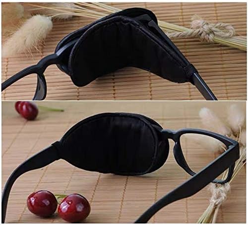 Kid/Adult Visual Acuity Recovery Silk Eye Cover, Training Amblyopia Strabismus Corrected Lazy Eye Patches for Glasses (Black)